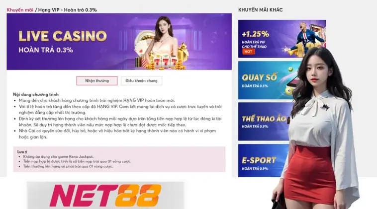 Điều kiện dễ dàng để nhận ưu đãi tại Net88
